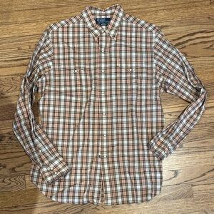 Polo by Ralph Vintage Western Lauren Brown and White Plaid Button-Down Shirt L